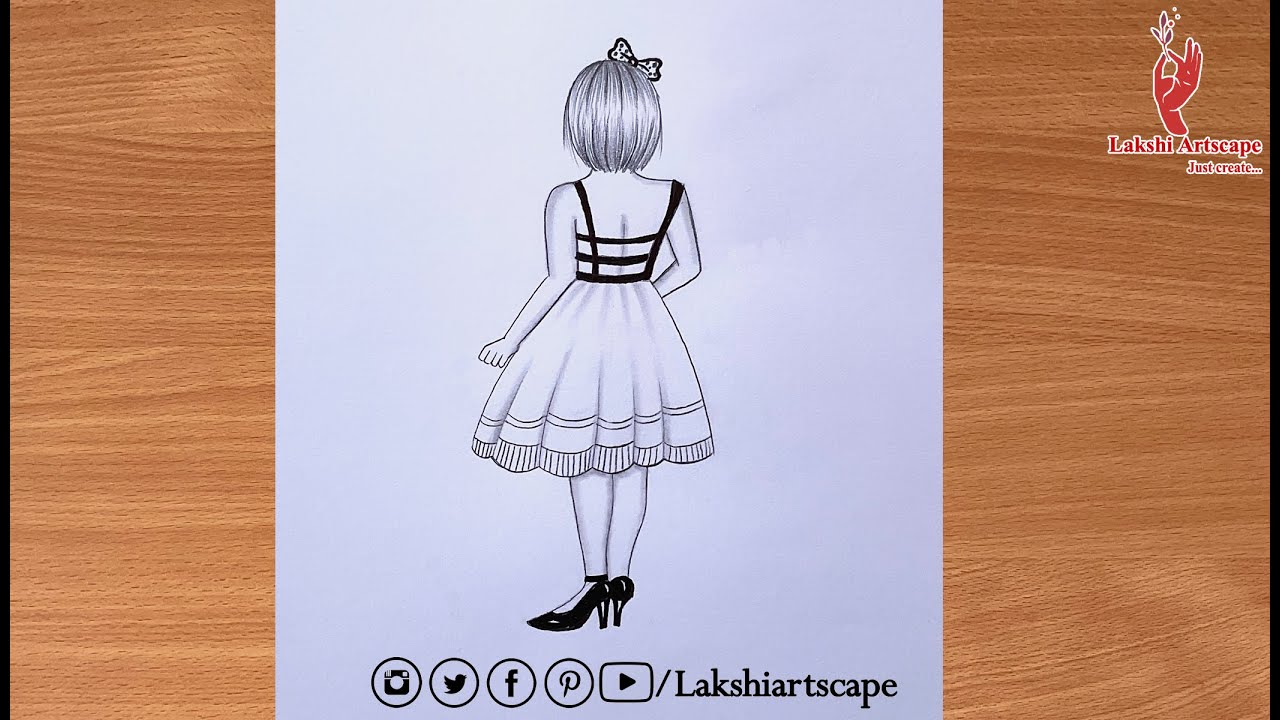 Girl wearing skirt | how to draw a girl wearing skirt step by step ...