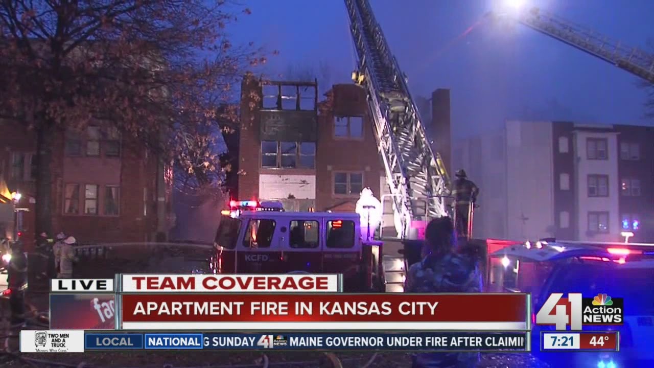 Roof collapses after fire in KCMO apartment building YouTube