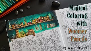 Coloring a Magical Page with Woomer Pencils | Step-by-Step Tutorial & Pencil Set Review