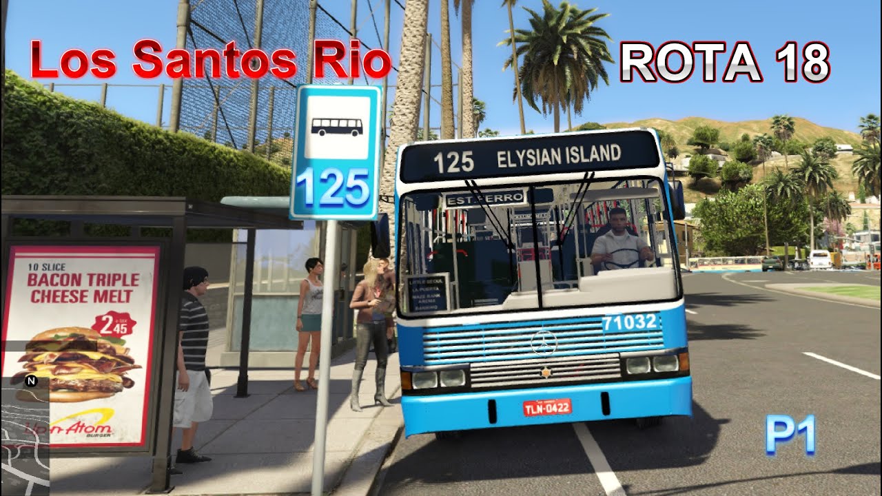 GTA V City Los Santos Bus Route 18 N125 Rockford Hills x Elysian Island P1 Mod Bus Simulator