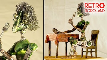 Scratch built robot - in  steam punk retro cool mecha style