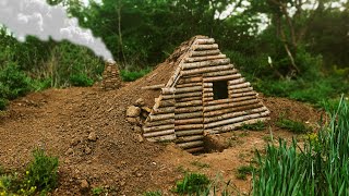 I built a beautiful and cozy house on the ground and a fireplace made of clay