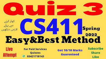 cs411 quiz no 2 2022 cs411 quiz no 3 solution spring 2022 cs411 quiz 3 2022 cs411 quiz3 2022 solved