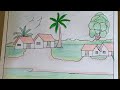 How to Draw a Village Scenery Step by Step Easy / Beautiful Village House Easy With Colour/#scenery