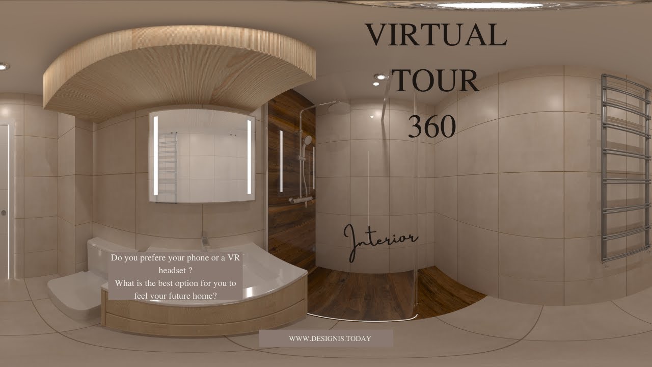 3D 360 VR Interior Design Project. Virtual tour. BATHROOM - YouTube