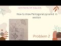 Engineering graphics /Section of solids/how to draw Pentagonal pyramid in section /Unit 4/Tamil