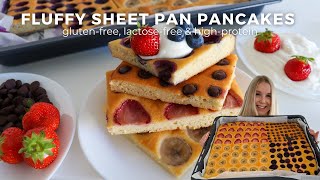 Easy Sheet Pan Pancakes | Healthy Breakfast Meal Prep (gluten free & high protein)