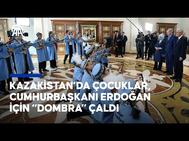 Kazakistan’da çocuklar, Cumhurbaşkanı Erdoğan için “Dombra” çaldı