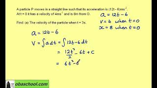 Further Kinematics - 1.27 Variable Acceleration in One Dimension – Example 8