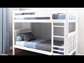Bunk Bed Twin over Twin, Solid Wood Bunk Bed Frame with Ladder for Kids, 14" Safety Guardrails
