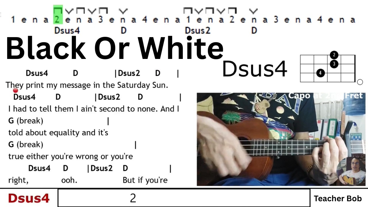 Black Or White by Michael Jackson - How To Play on Ukulele - with Lyrics  @TeacherBob ​