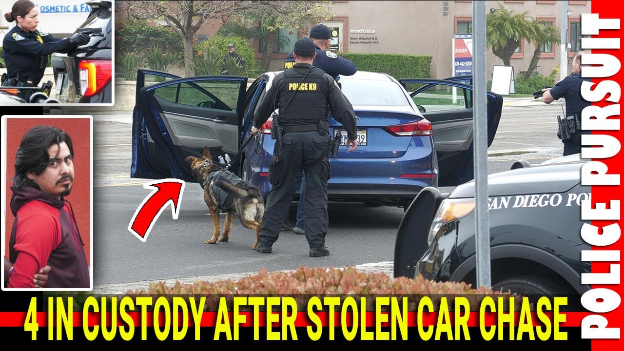 Stolen Car Short Pursuit, 4 in Custody | Bay Park | 20250331 (4K) - YouTube