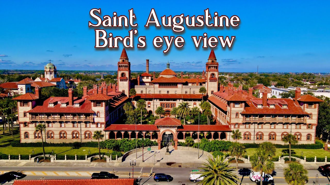 St. Augustine , Bird's eye view 4K video (старый город в сша)