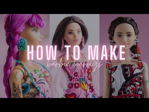 How to make earrings for doll DIY For Dolls earings  YouTube