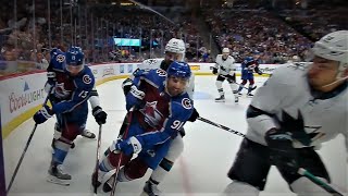 Nazem Kadri Takes A Big Hit In The Corner