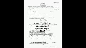 Class 11 computer science  question paper 2080|| class 11 neb computer science question paper 2080||