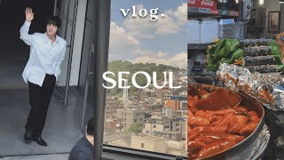 seoul vlog 1: seeing BTS at inkigayo &amp; m-countdown ◍ bts anniversary, cafes, gwangjang market