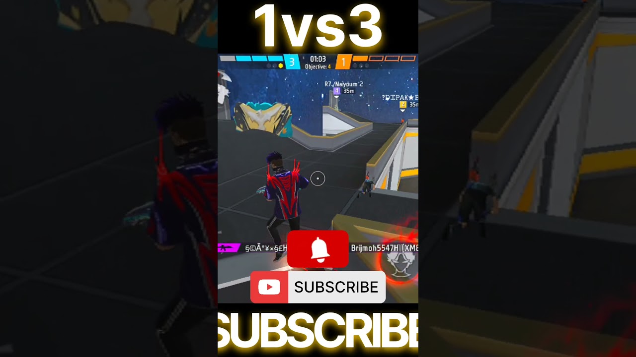 1vs3 || XM8|| freefire cs rank fatest clutch 🤯 