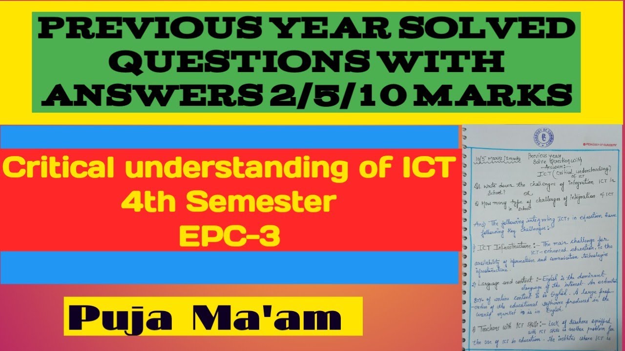 B.Ed 4th Semester Critical understanding of ICT Important Question for Exam with Slove  Answers 2023