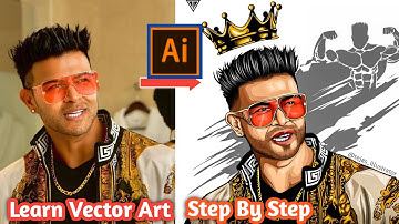 Sahil Khan Vector Art Tutorial | How to make cartoon portrait photo in illustrator | Photo editing