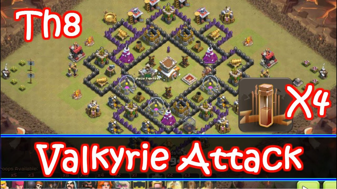 Th8 Valkyrie Strategy With 4 Earthquake Spells - GoVaHo - Clash Of Clans