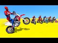 Spiderman Super Motos Parkour Ramp Challenge with SUPERHEROES - GTA 5 MODS