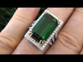 Rare 29.01 Carat FLAWLESS GIA Certified Genuine Chrome Green Tourmaline & Diamond 18k Cocktail Ring