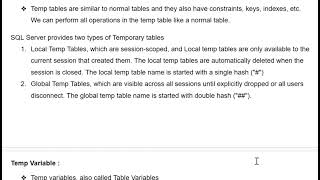 SQL - Temp tables vs temp variable vs CTE's