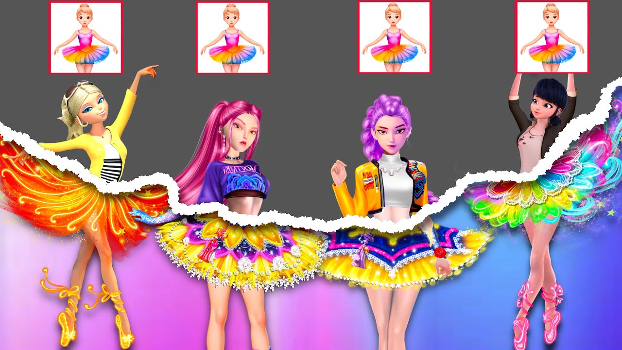 Epic Glow Up! Ballerina Fashion Battle — Rumi, Mira & Ladybug | K-Pop Demon Hunters