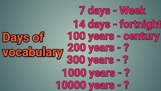 VOCABULARY DAYS IN ENGLISH