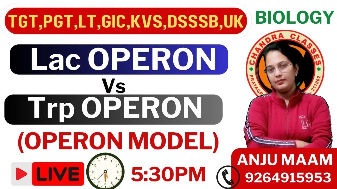 GENE REGULATION || OPERON MODEL || ANJU MAM ||CHANDRA CLASSES BIOLOGY||M:9264915953||TGT,LT,GIC,BPSC