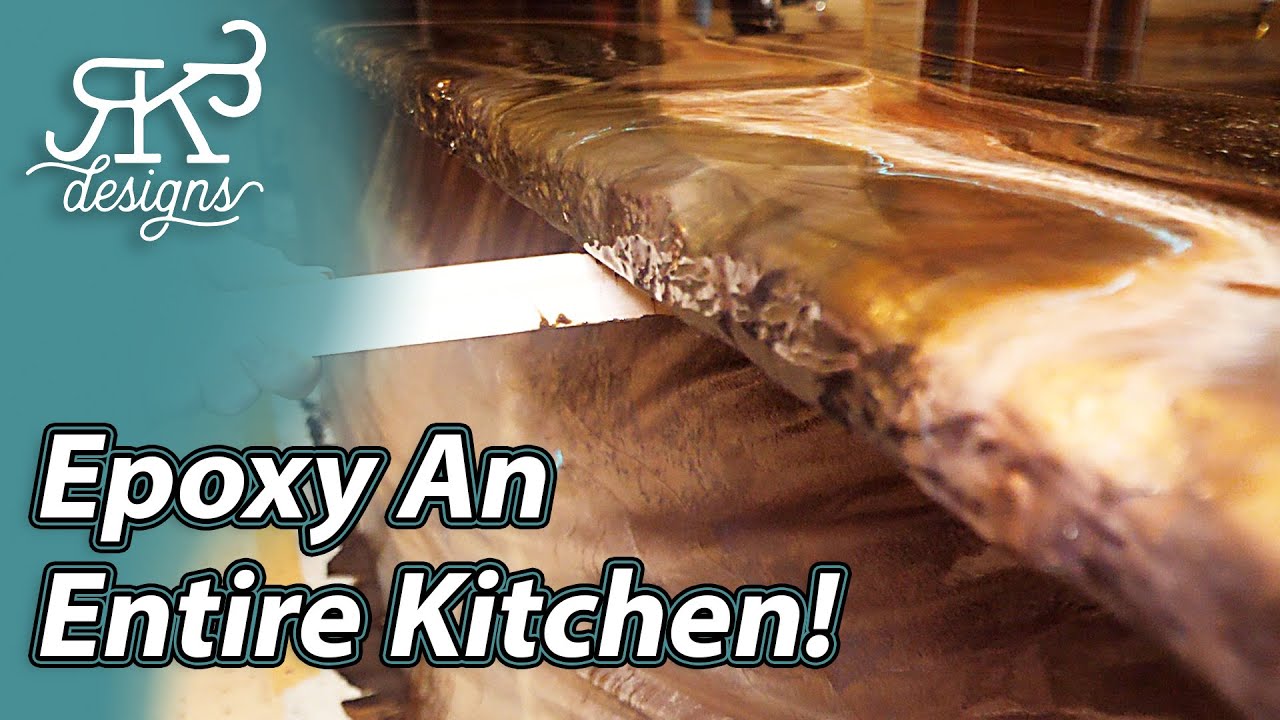 Exotic Pour Epoxy Countertops In A Rustic Kitchen | RK3 Designs