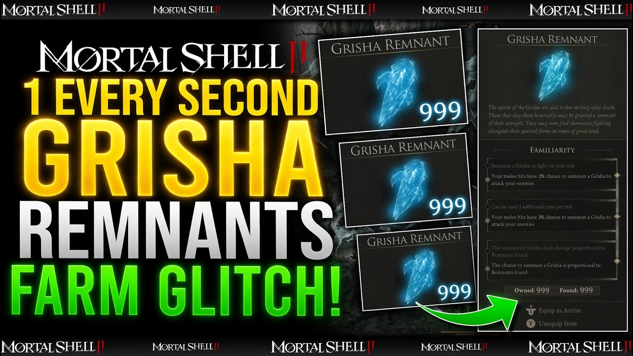 Thumbnail for 1 EVERY SECOND FARM GLITCH! Unlimited Grisha Remnant Farming Exploit - Mortal Shell 2 (USE THIS NOW)