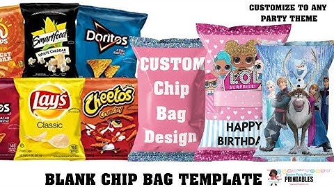 Chip Bag Template| How to Create Custom Chip bags party favors| Any Party Theme