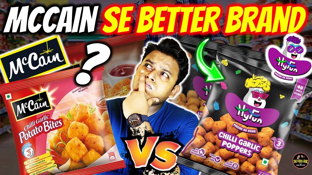 Best FROZEN FOOD Brand in India? Hyfun vs McCain Chilli Garlic Potato Bites Review 🌶️🍟 | Party Snack