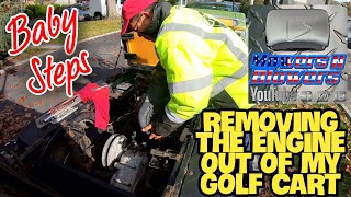 HOW TO REMOVE WISCONSIN ROBIN SUBARU FUJI 11HP ENGINE OFF OF AN EZGO 1200 UTILITY GOLF CART REPOWER