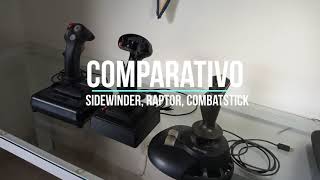 Comparativo de joysticks Sidewinder, Raptor e Combatstick
