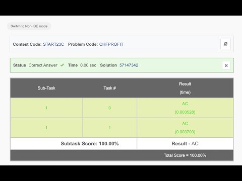 Chef And Profits || CodeChef Starters  23 || Solution Code
