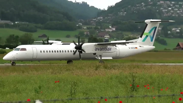 Avanti Air Bombardier Dash 8 Q400 D-AASG landing & takeoff at Bern Airport