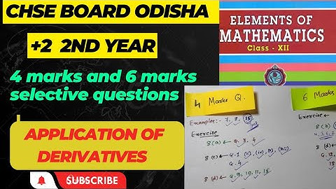 CHSE math most important Questions||Application of Derivatives ||Class 12 Board exam 2023