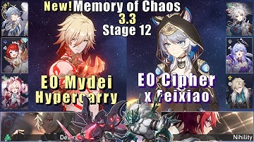 E0S0 Mydei Hypercarry & E0S0 Cipher Feixiao | Memory of Chaos 12 3.3 3 Stars | Honkai: Star Rail