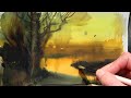 Calm riverside landscape in watercolorasmr painting