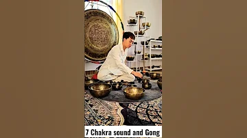 seven chakra and Gong sound #omsingingbowl #singingbowlhealing #sevenchakraset #gong