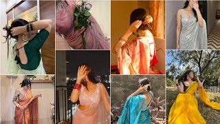 😍20+Photo pose in saree/🌷Farewell Saree ideas Dp/pics/images/✨hide face girls dpz in saree screenshot 3
