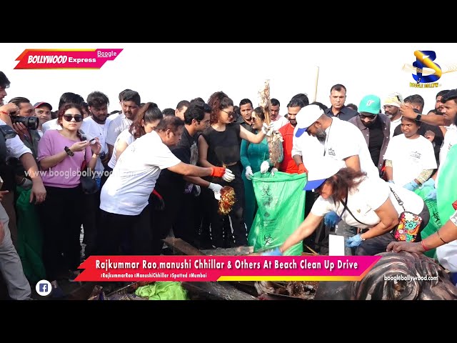 Rajkummar Rao,manushi Chhillar & Others At Beach Clean Up Drive II Boogle Bollywood - YouTube