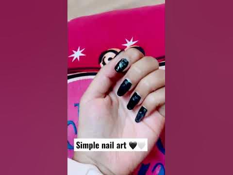 Simple nail art for girls 🖤🤍 - YouTube