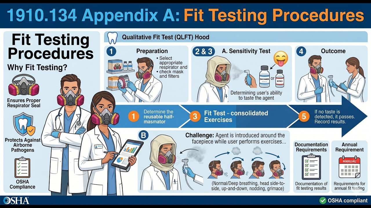 OSHA 1910.134 Appendix A - Respirator Fit Testing Procedures - YouTube