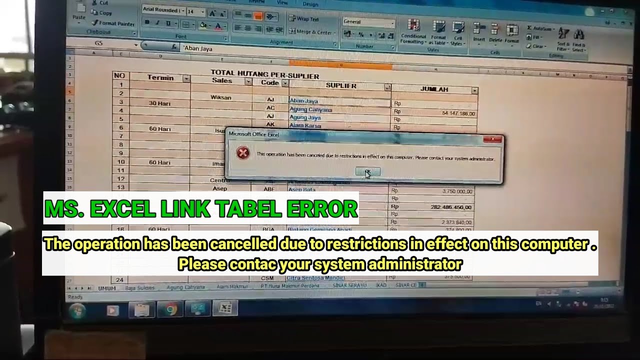 Mengatasi the operation has been cancelled due to restrictions in the effect on this computer