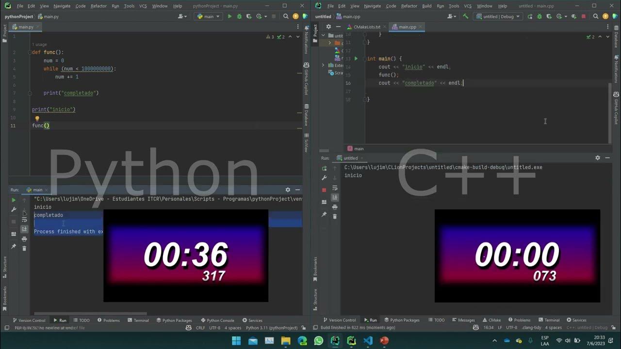 Mil millones en ciclo | Python vs C++ - YouTube