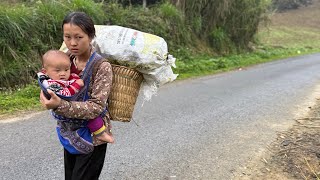Carrying Her Young Child And A Load Of Recyclable Materials On Her Back This Single Mother Is